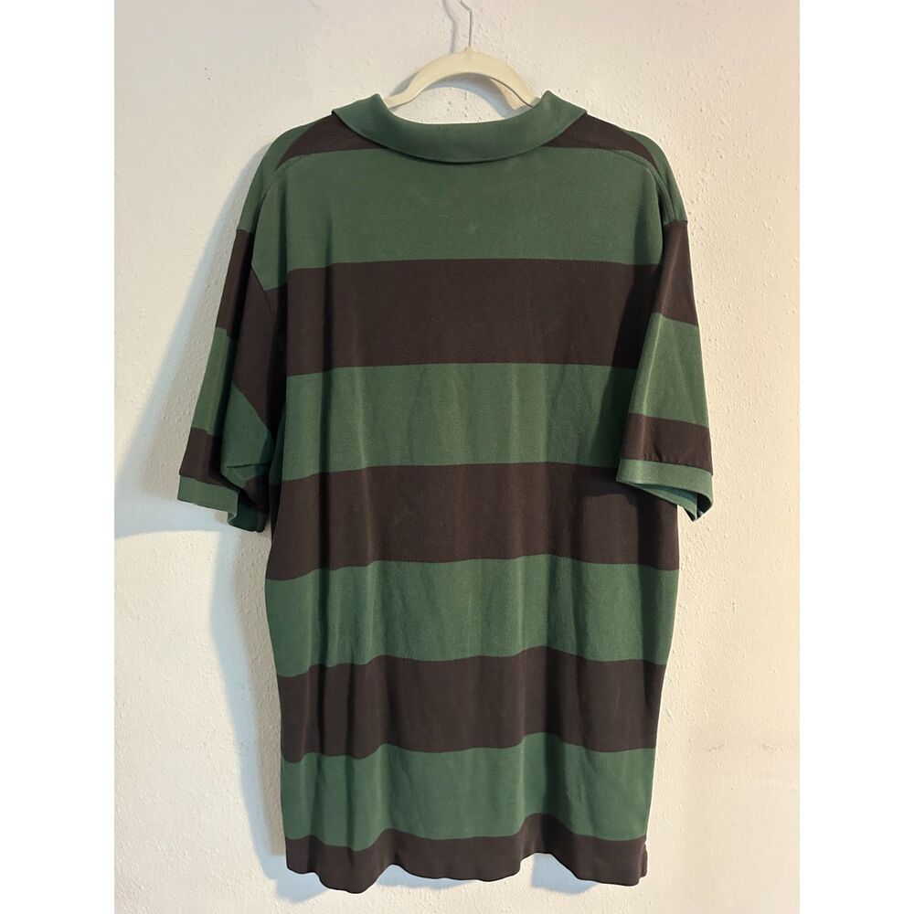 Polo Ralph Lauren Rugby Polo Shirt XL Green Brown Striped Big Pony Cotton Preppy - Picture 4 of 8